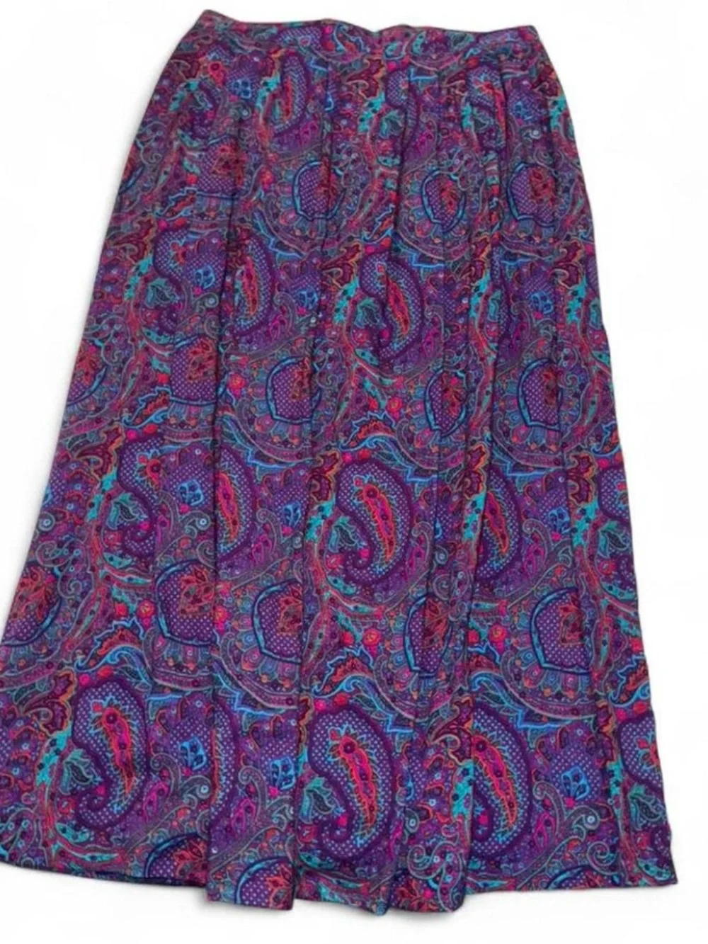 Women’s Vintage Pendleton Purple Paisley Midi Skirt with Slit